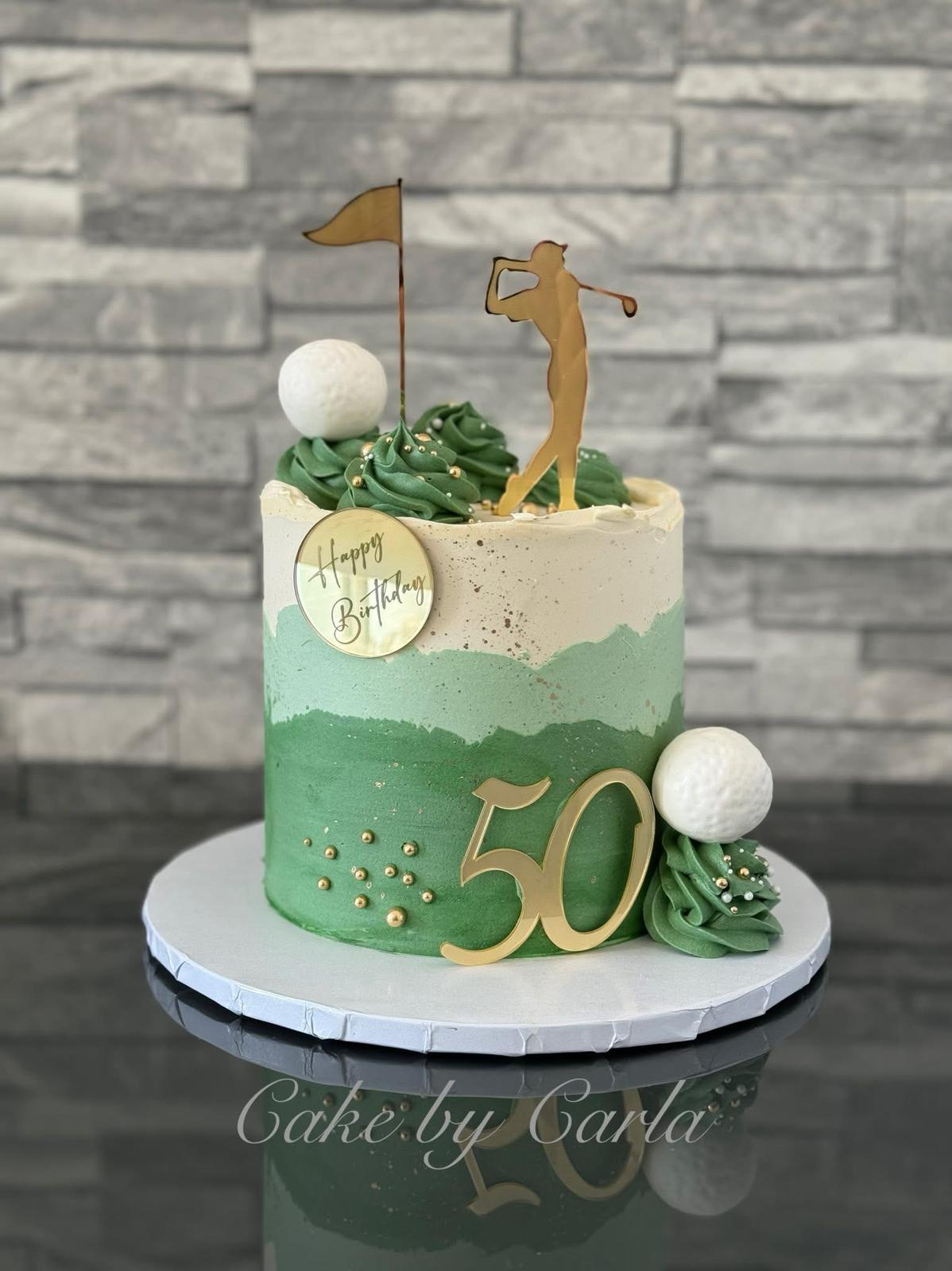 50th Birthday Golf Cake Green
