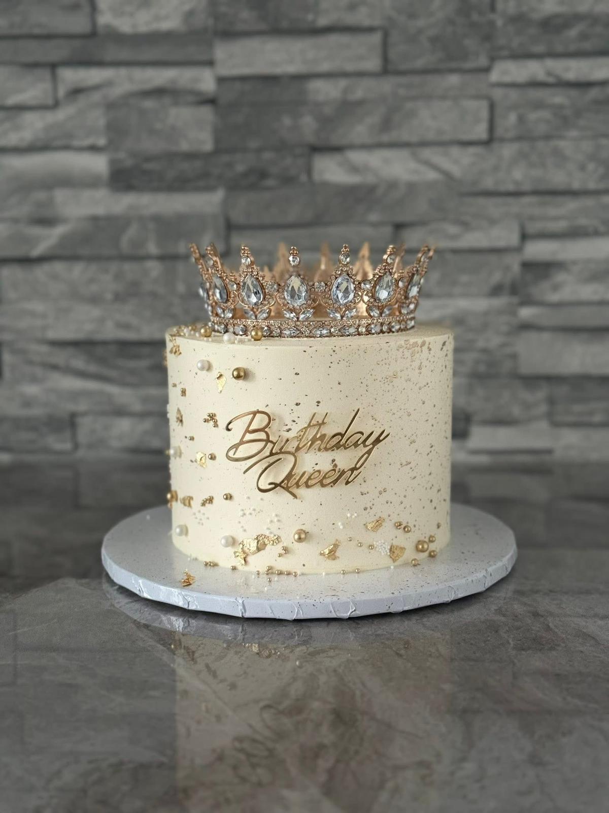 Birthday Queen Cake with Gold Crown