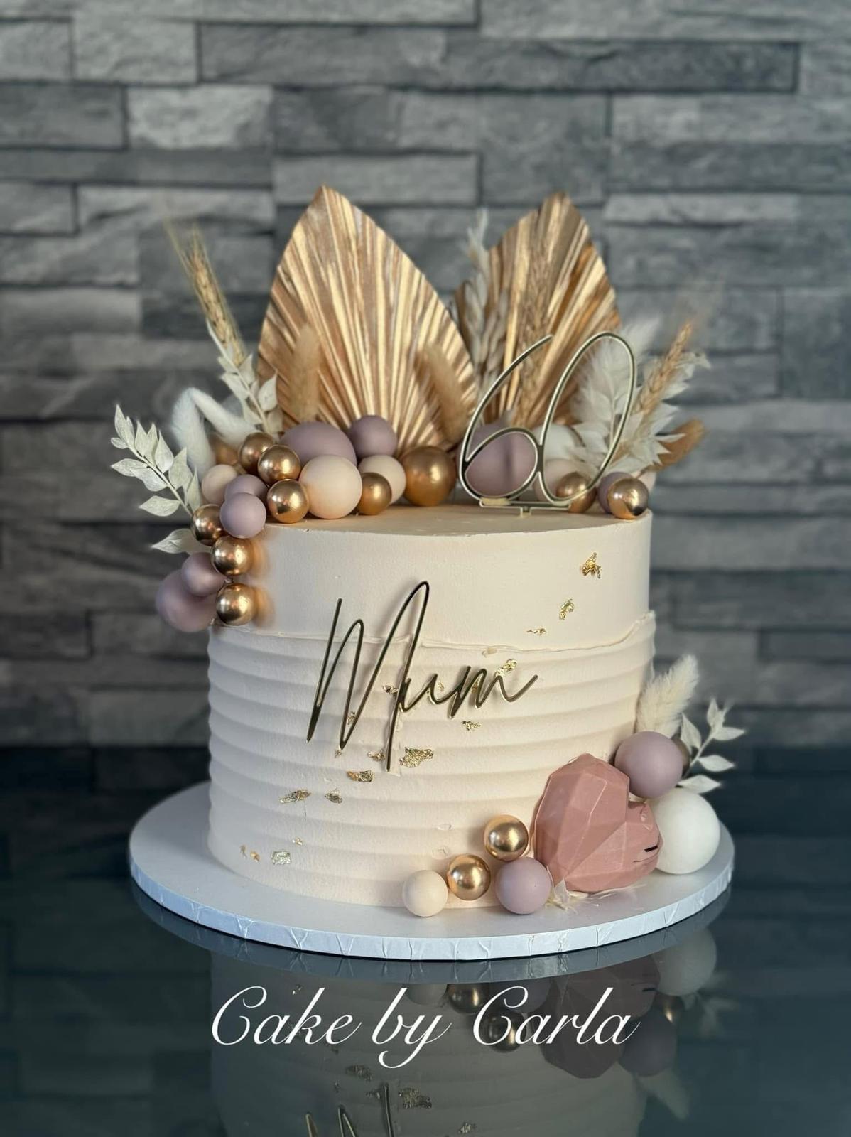 Mother's Birthday Cake with Gold Palm